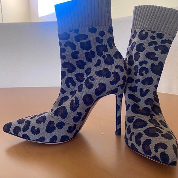 Gianvito Rossi Sauvage Leopard Knit Sock Boot - Picture 7 of 8